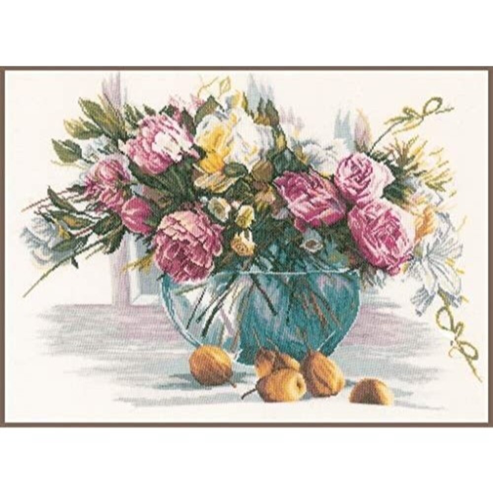 Lanarte Flowers (Linen), NA, 53 x 38cm, COunted Cross Stitch